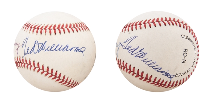 Lot of (2) Bill Terry and Ted Williams Signed ONL Baseballs - Last Two .400 Hitters (JSA)